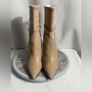 GUESS ACORA Wedge Ankle Boots Light Natural 5.5M Pointed Toe